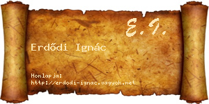 Erdődi Ignác névjegykártya